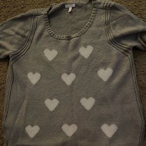 Light tan and white hearts sweater
